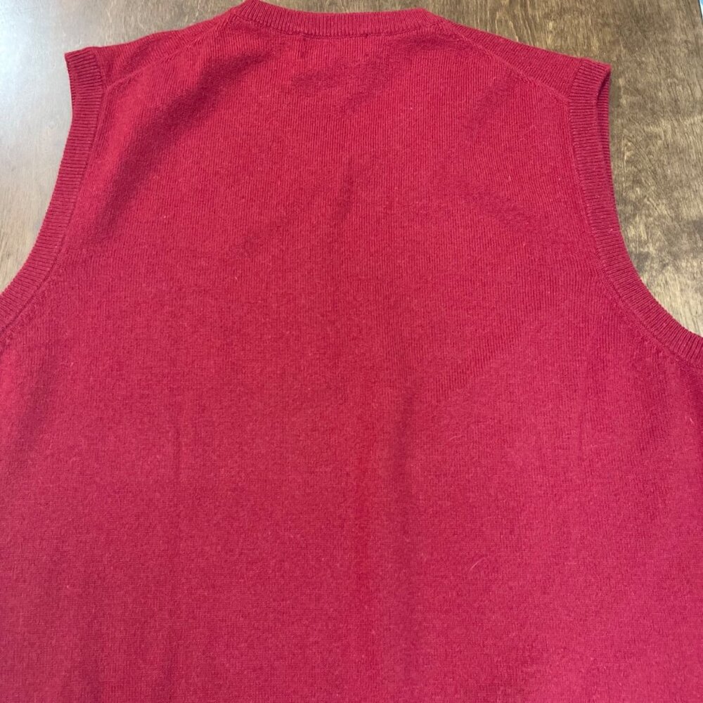 Vintage Saks Fifth Avenue Folio Cashmere Sweater Vest Mens Size Large Red V-Neck - Picture 10 of 10